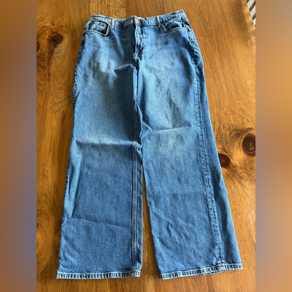 Boden High Rise Wide Leg Jeans Mid Vintage Wash Denim 32 perfect condition - Picture 3 of 6